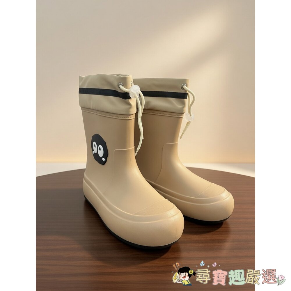 時尚小黑點雨鞋/膠鞋|白色|34-35號(鞋內約22-22.5公分)/時尚小黑點雨鞋/膠鞋|卡其色|L號(鞋內約23-2-圖片-1