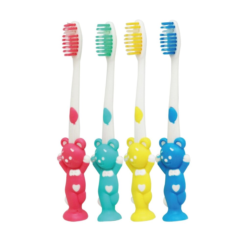 小熊兔子可站立兒童軟毛牙刷四入-圖片-2