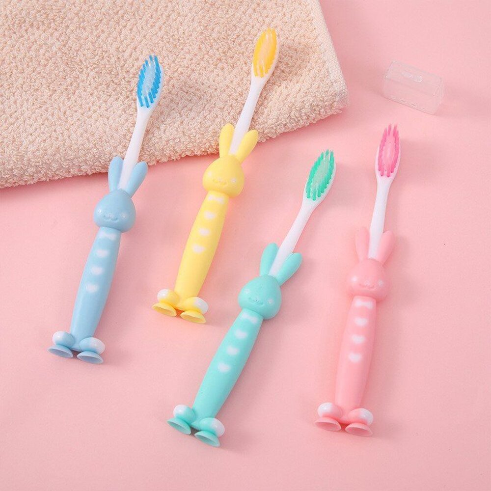 小熊兔子可站立兒童軟毛牙刷四入-圖片-4