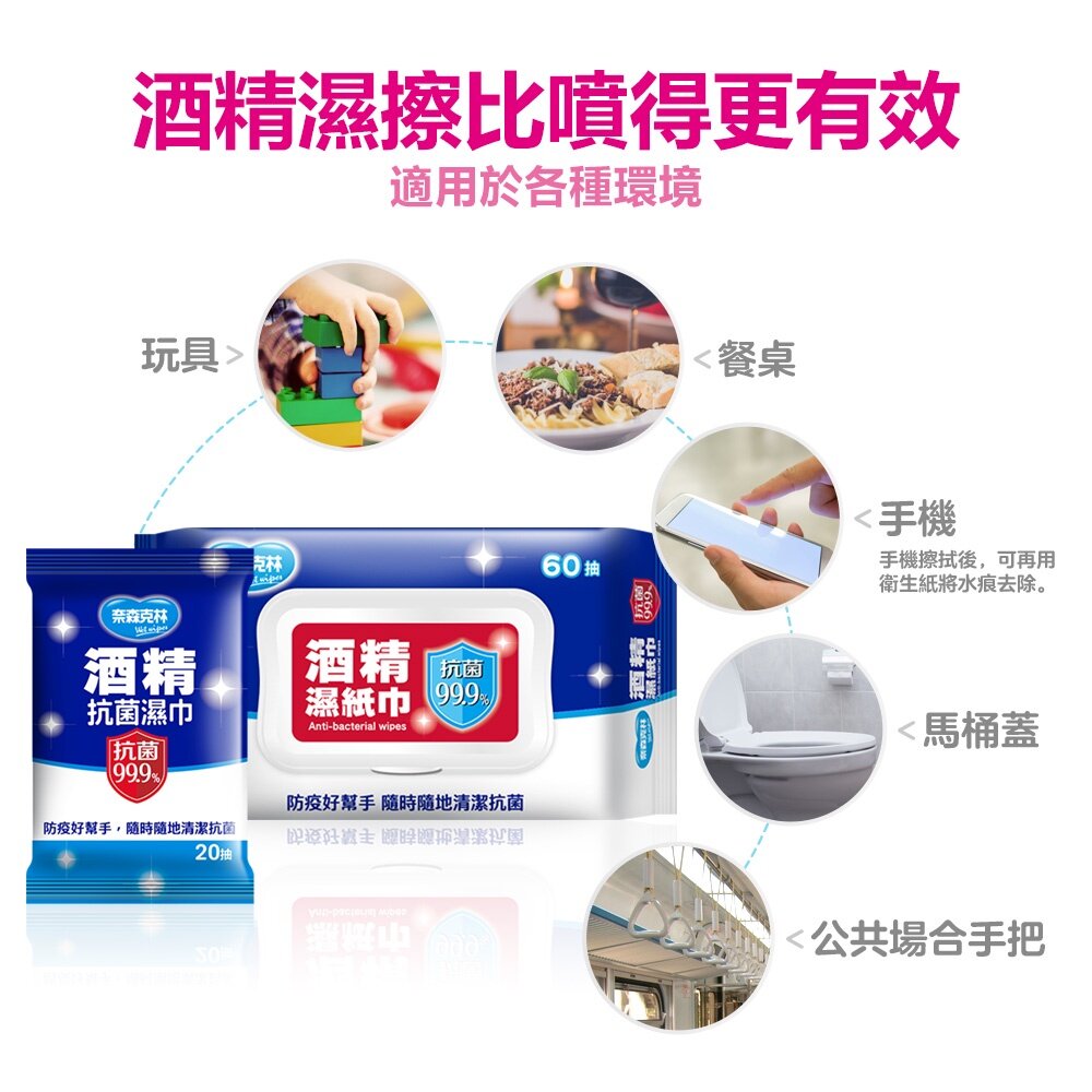 奈森克林酒精濕紙巾60抽-圖片-4