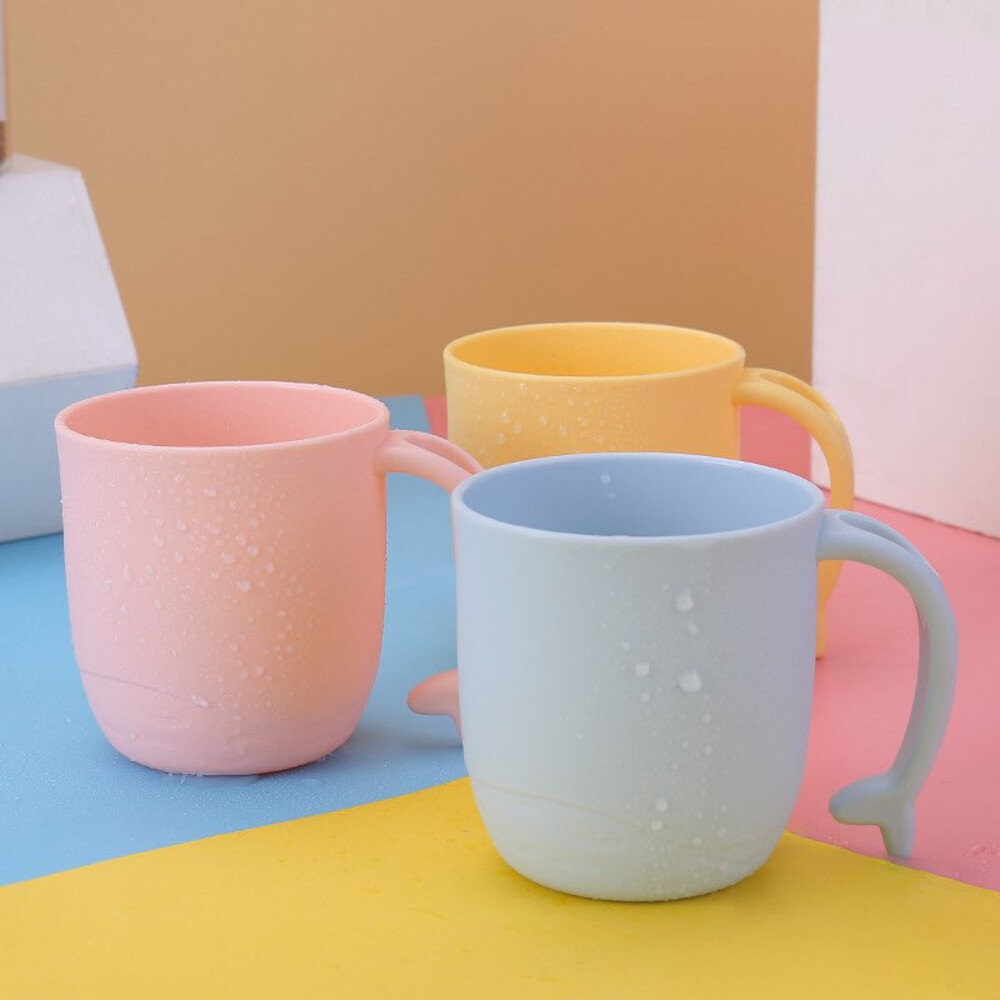 海豚造型兒童漱口杯 握把可插牙刷一入 顏色可選-圖片-1