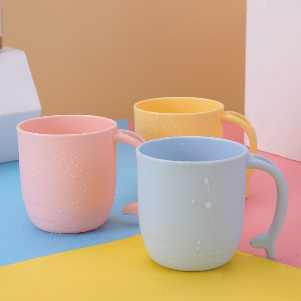 海豚造型兒童漱口杯 握把可插牙刷一入 顏色可選-圖片-1