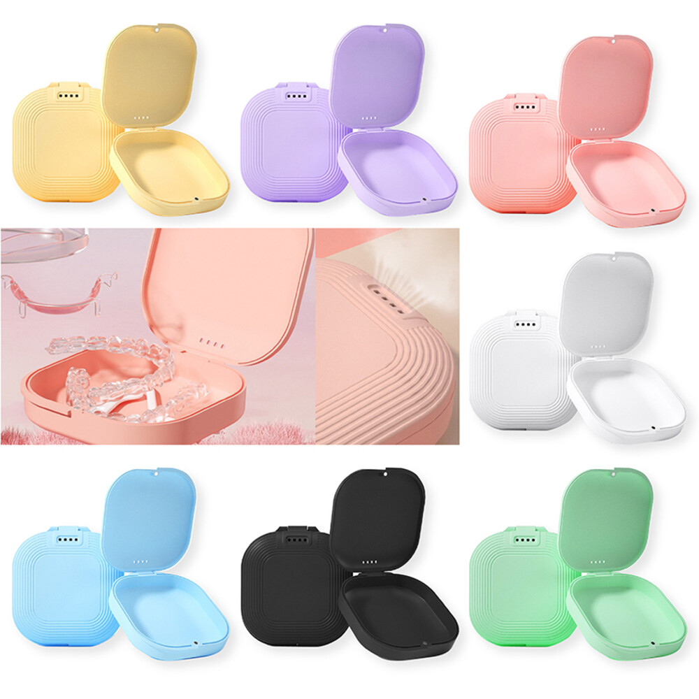 新款 馬卡龍色 磁吸款 外出透氣攜帶盒一入(無鏡子/有鏡子) 矯正牙套 透明牙套 活動假牙適用-圖片-1