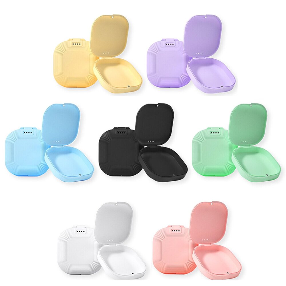 新款馬卡龍色磁吸款外出透氣攜帶盒一入(無鏡子/有鏡子)矯正牙套透明牙套活動假牙適用