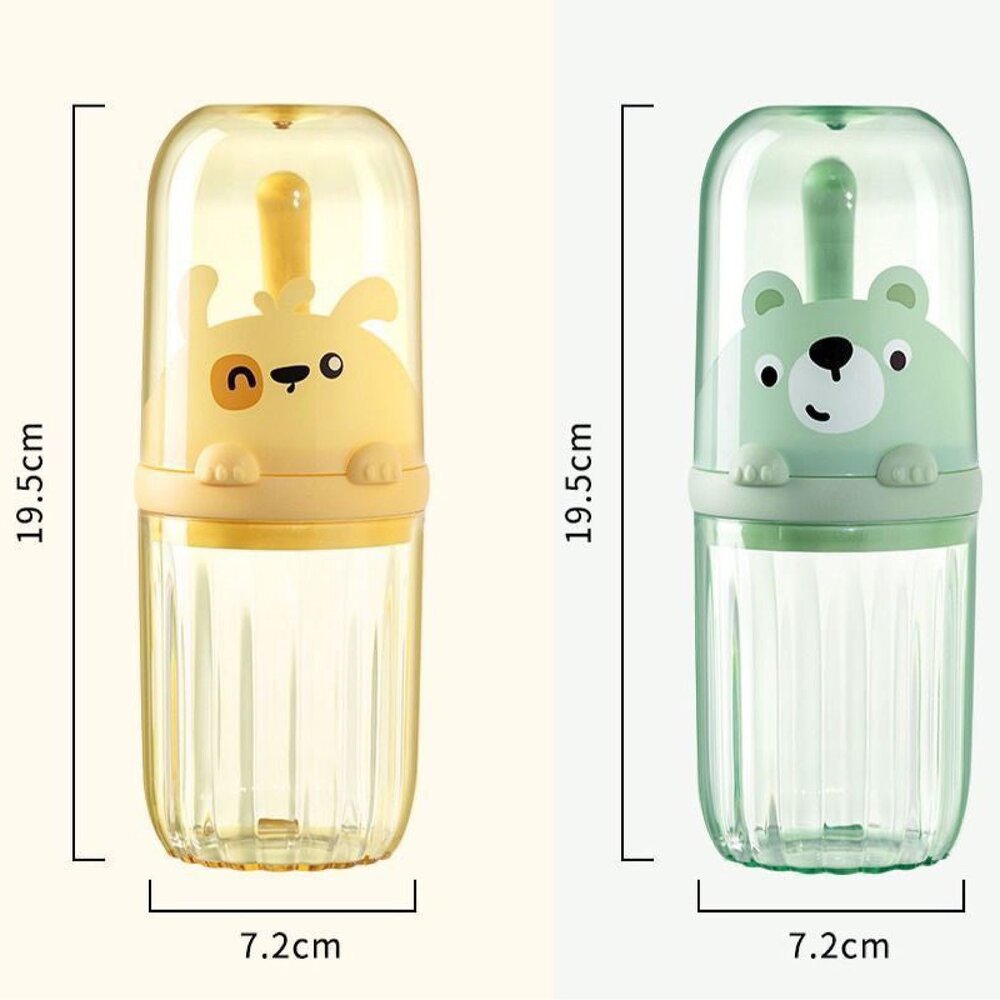 兒童造型旅行漱口杯牙刷杯一入(綠/黃可選)-圖片-5