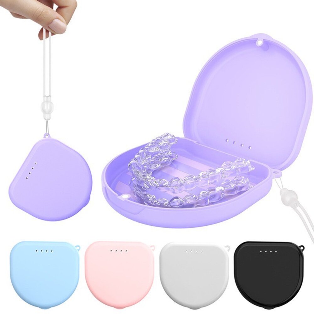 磁吸多功能隱形牙套收納盒(附贈手提繩)一入 多色可選-圖片-1