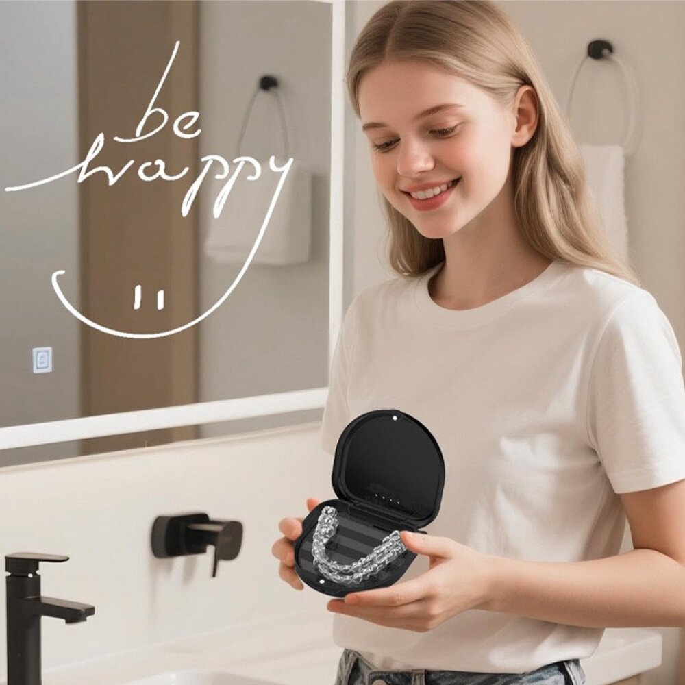 磁吸多功能隱形牙套收納盒(附贈手提繩)一入 多色可選-圖片-2