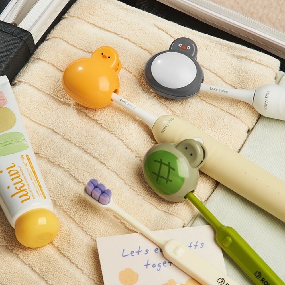 夾式可愛動物造型牙刷刷頭保護套一入(烏龜/企鵝/小鴨可選)