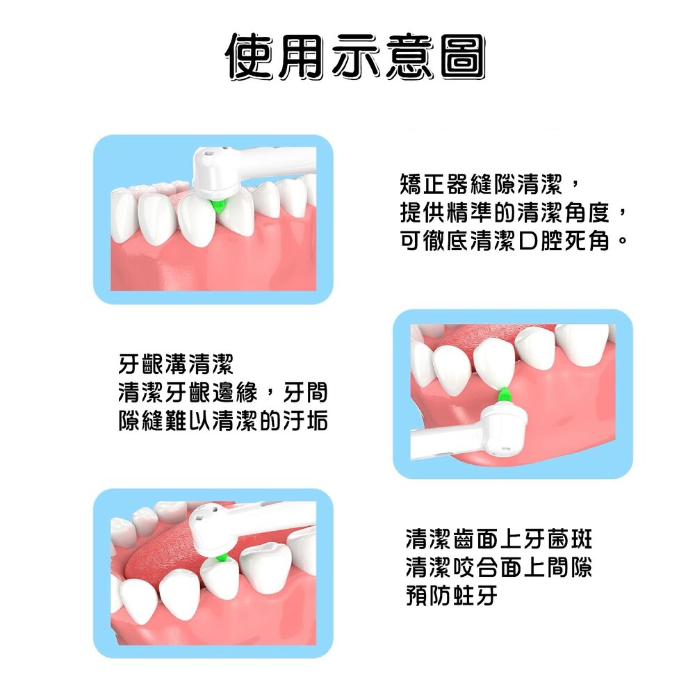 通用型電動牙刷牙縫刷頭 矯正專用 2支入(黑白可選) 歐樂B適用-圖片-6
