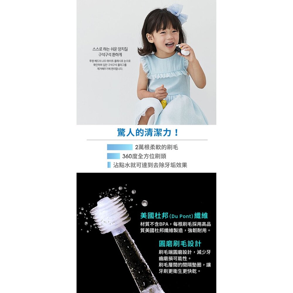 頂級款 Vivatec 創新升級‧5倍清潔力 Mega Ten 360度幼童電動牙刷(貓咪)-圖片-5
