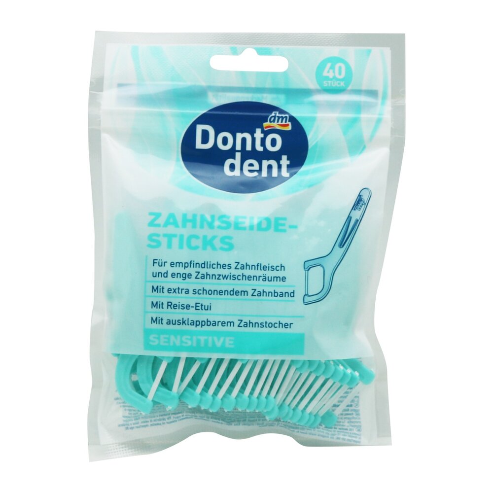 德國 Dontodent DM 成人薄荷細滑扁線牙線棒40支-圖片-3