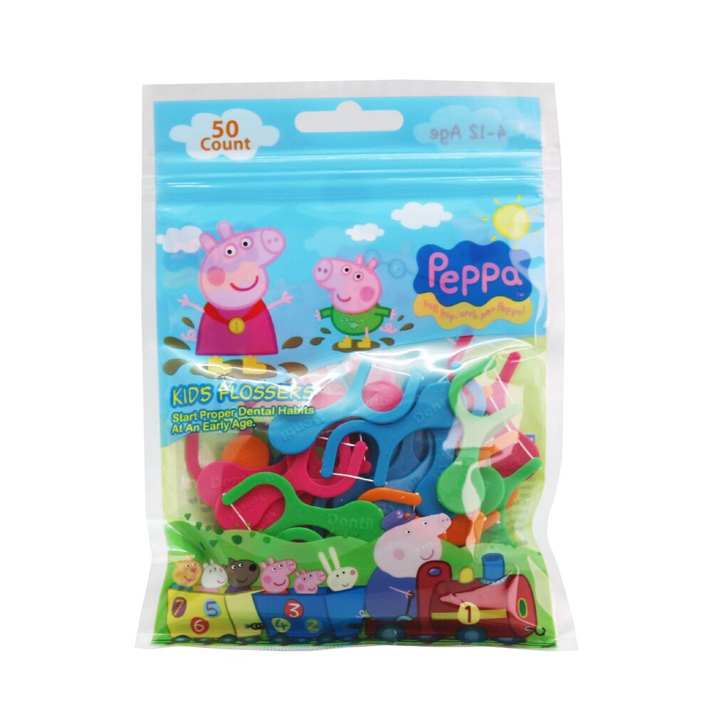 美國進口 Dr. Fresh佩佩豬/皮卡丘/小豆子/鯊魚寶寶 兒童安全牙線棒-圖片-1