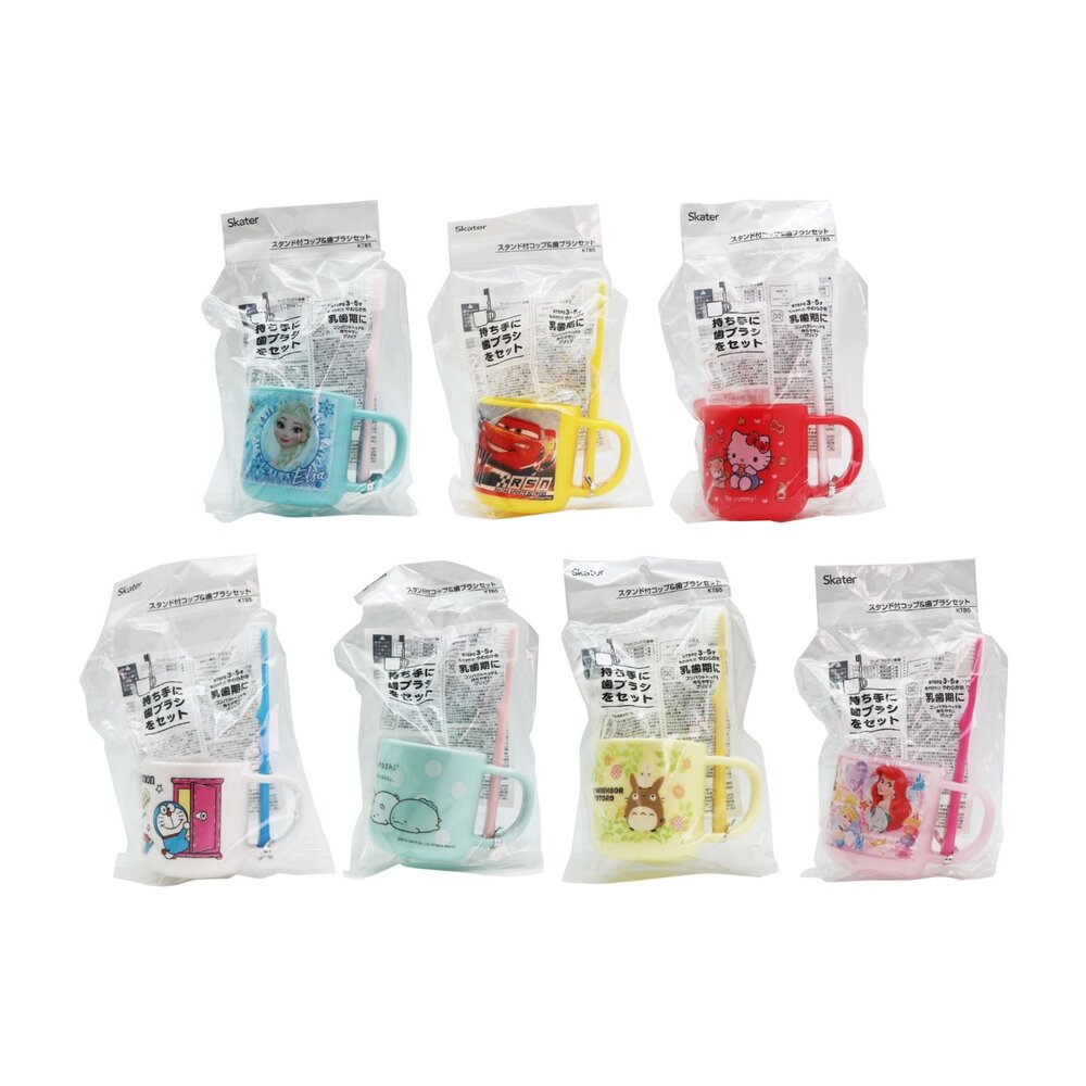 日本 Skater 角落生物 兒童牙刷+漱口杯 一組 上學用-圖片-1