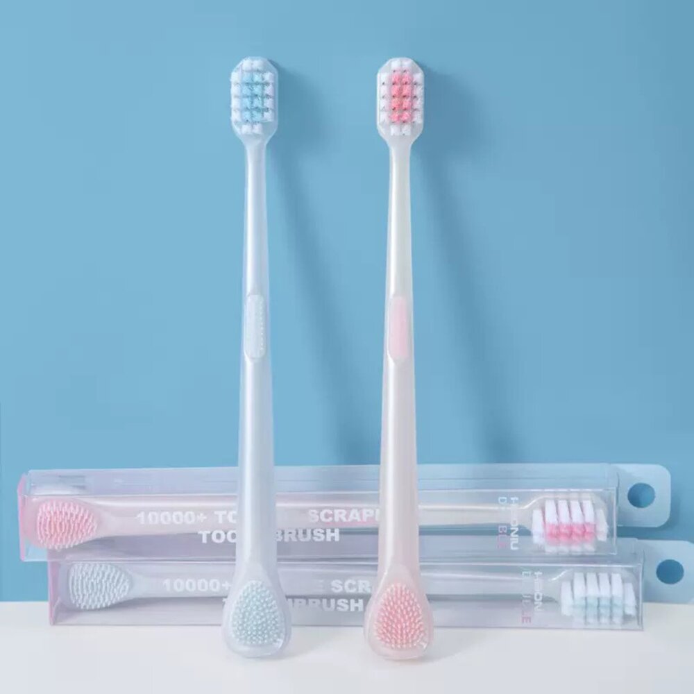 LEMEIGUO 雙頭軟毛牙刷+舌苔清潔刷 一支-圖片-1