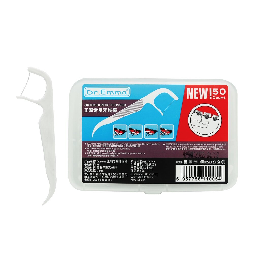 6957756110054-DR. EMMA 矯正牙線棒50支/盒裝 另有普雷克 鴨嘴獸 矯正牙線