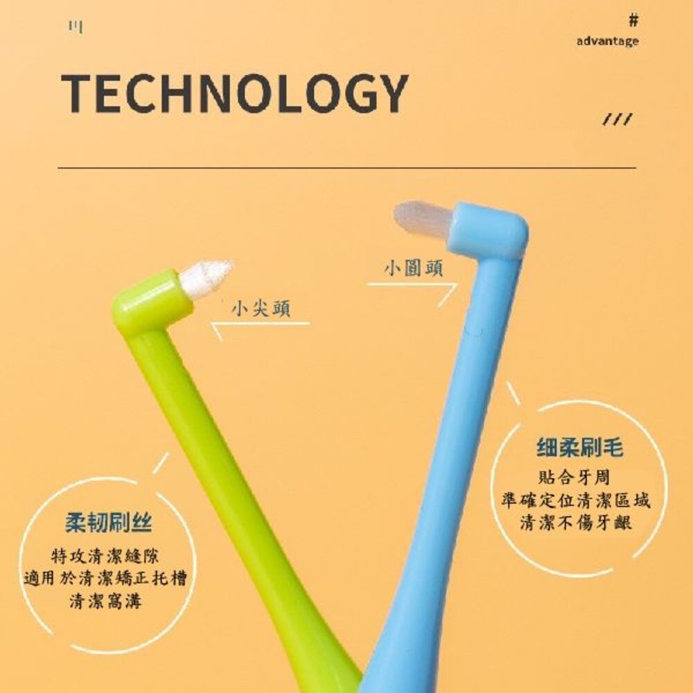 LERCH兩支組合小尖頭&小圓頭 單束毛牙刷一組(2入) 單束毛 矯正牙刷單束刷矯正牙齒專用口腔牙科寵物刷牙縫清潔-圖片-4