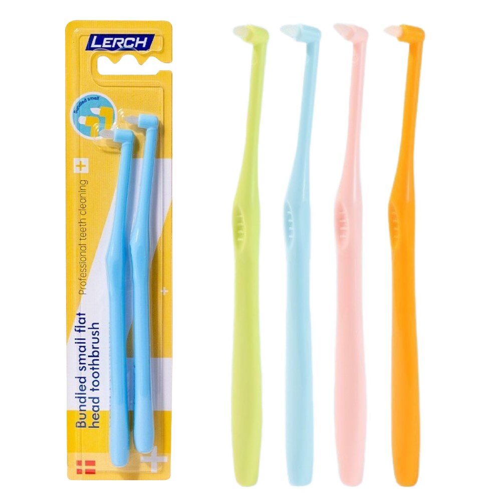 6971418880581-【買一送一】LERCH兩支組合小尖頭&小圓頭 單束毛牙刷一組(2入)矯正牙刷單束刷矯正牙齒專用口腔牙科寵物刷牙縫清潔