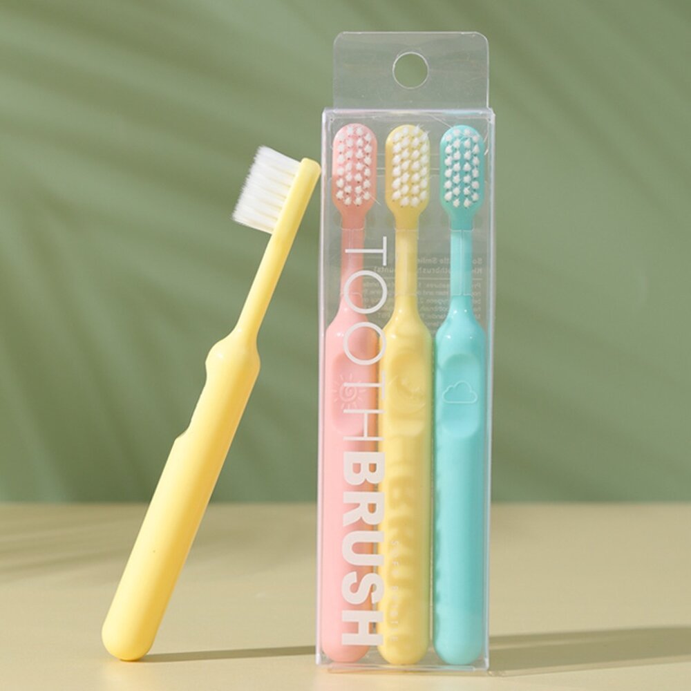 6971667808039-馬卡龍色 幼兒小頭超細軟毛牙刷三支入盒裝