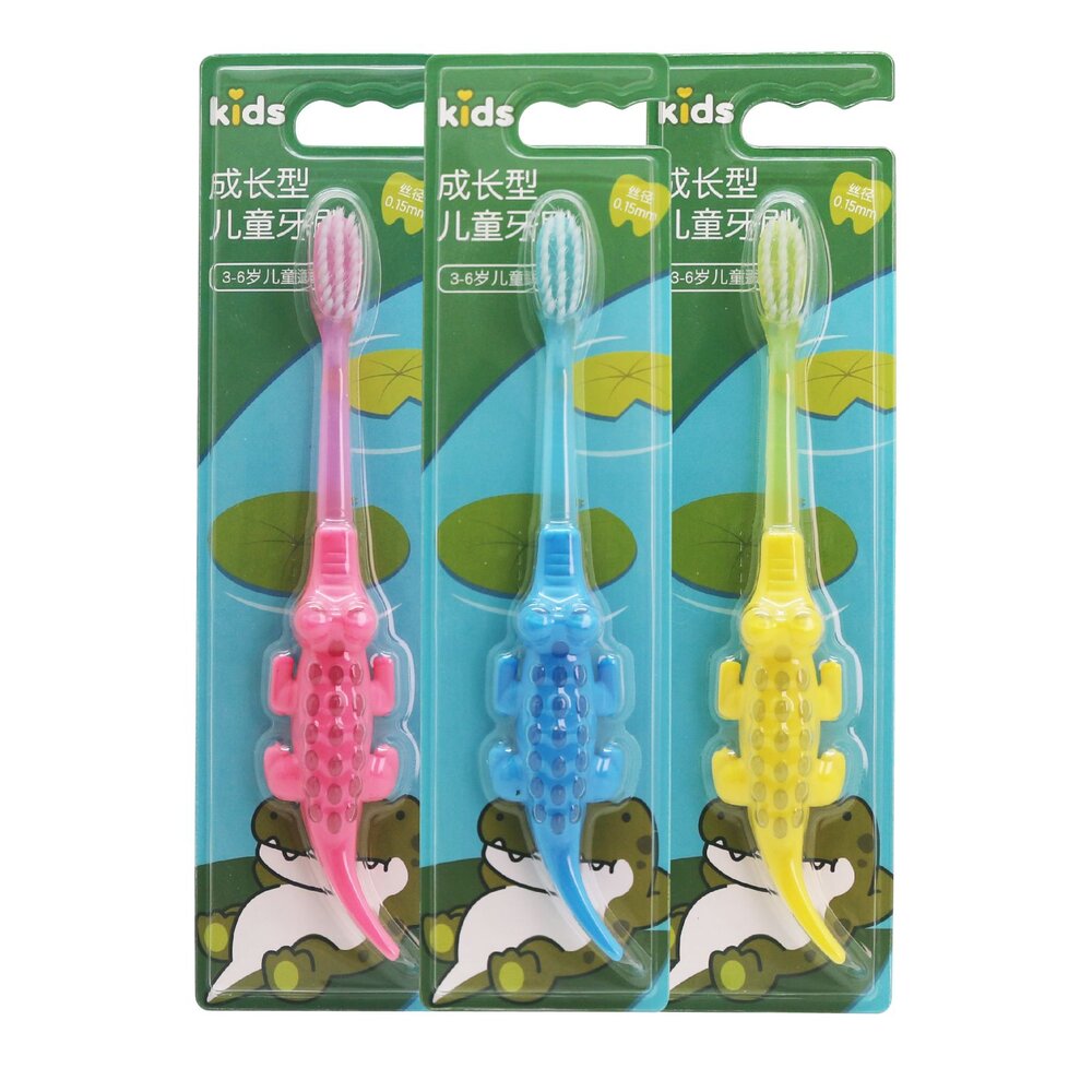 6971890592040-小鱷魚 3-6歲 兒童牙刷一支(附刷頭蓋)
