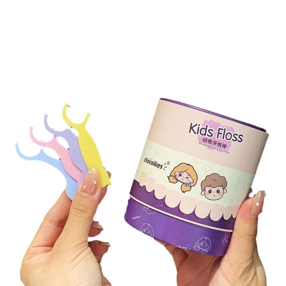 Chocikes Animal Flossers 動物牙線棒60支【桶裝】-圖片-1