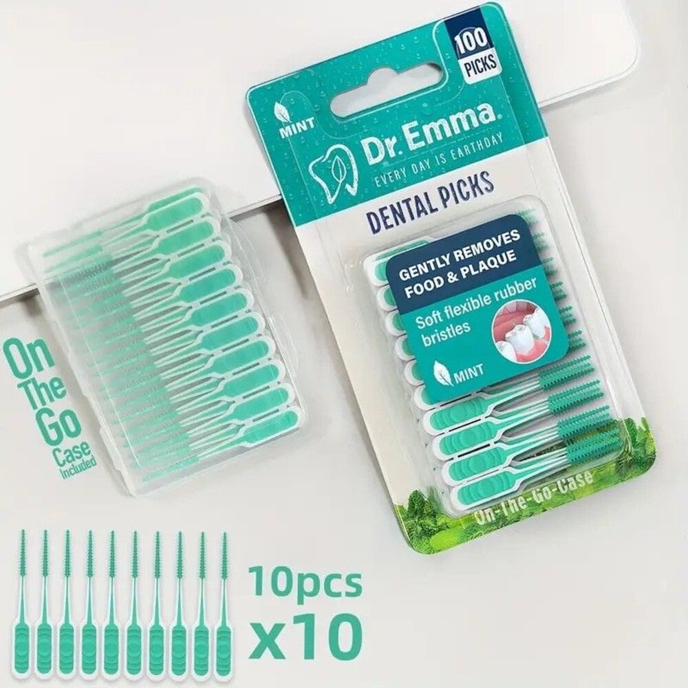 Dr.Emma 軟式牙間刷100支入(綠)-圖片-2