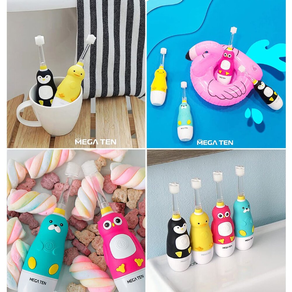 頂級款 Vivatec 創新升級‧5倍清潔力 Mega Ten 360度幼童電動牙刷(企鵝)-圖片-5