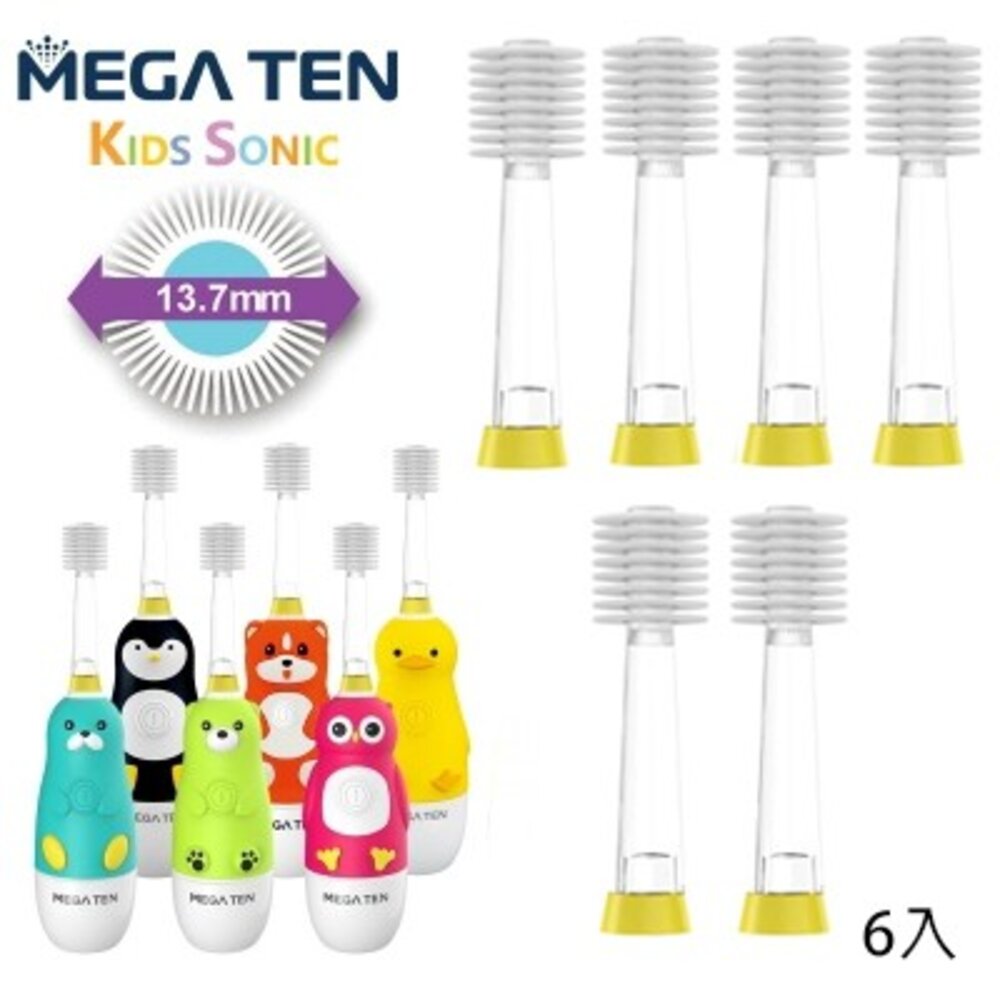 頂級款 Vivatec 360度深入清潔齒縫 Mega Ten 360度牙刷替換刷頭6入-圖片-1