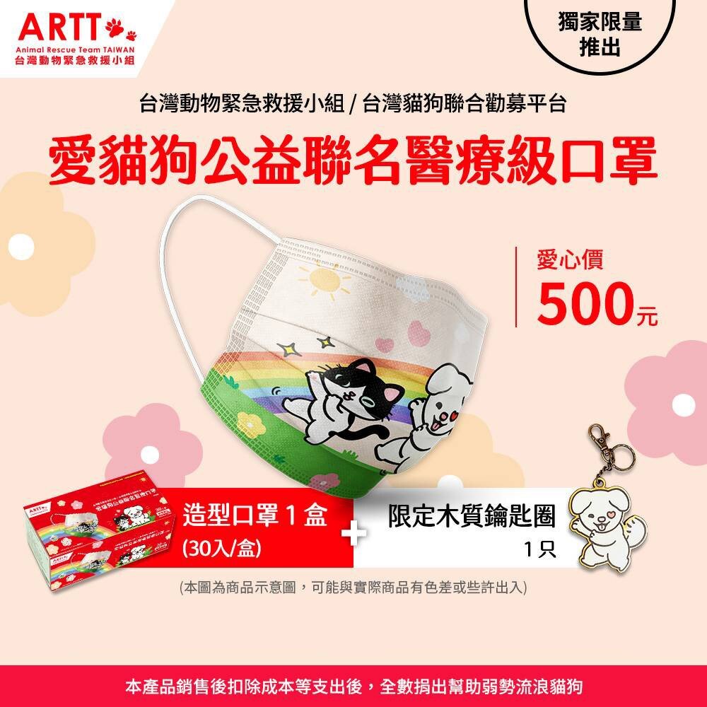 10786065841-ARTT 愛貓狗公益聯名口罩 30入盒裝 台灣製醫療級MD雙鋼印口罩 台灣動物緊急救援小組 TR台灣鐵道