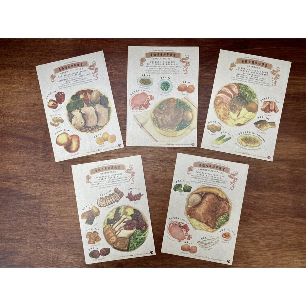 10917689404-台鐵便當手繪明信片 經典五款台鐵便當 火車便當 集創意 TR台灣鐵道