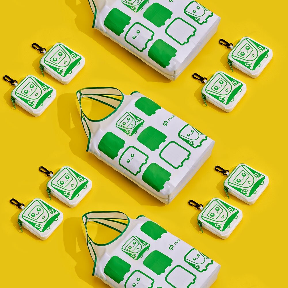 13454606218-台中捷運 小綠綠環保購物袋 摺疊收納購物袋 小綠綠福利社 台中捷運官方授權商店 TR台灣鐵道