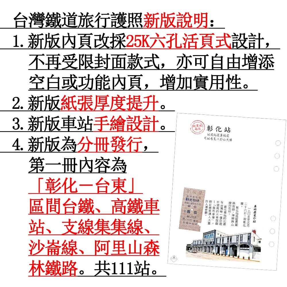 台灣鐵道旅行護照 鐵道篇 新版活頁本(一) 彰化-台東 TR封面版 台鐵紀念章集章本 手帳本 TR台灣鐵道-圖片-5