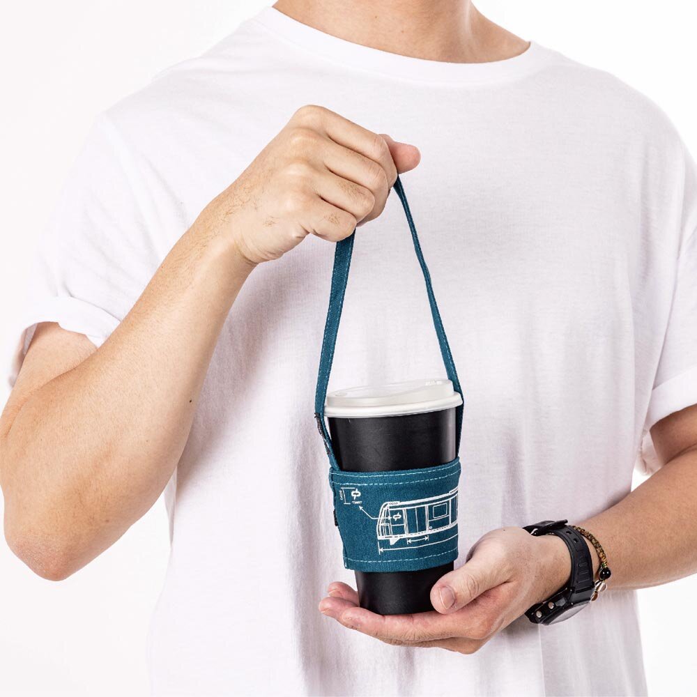 17347527768-台中捷運 飲料一杯袋 飲料杯套 環保飲料袋 台中捷運工程圖系列 小綠綠福利社 台中捷運官方授權商店 TR台灣鐵道