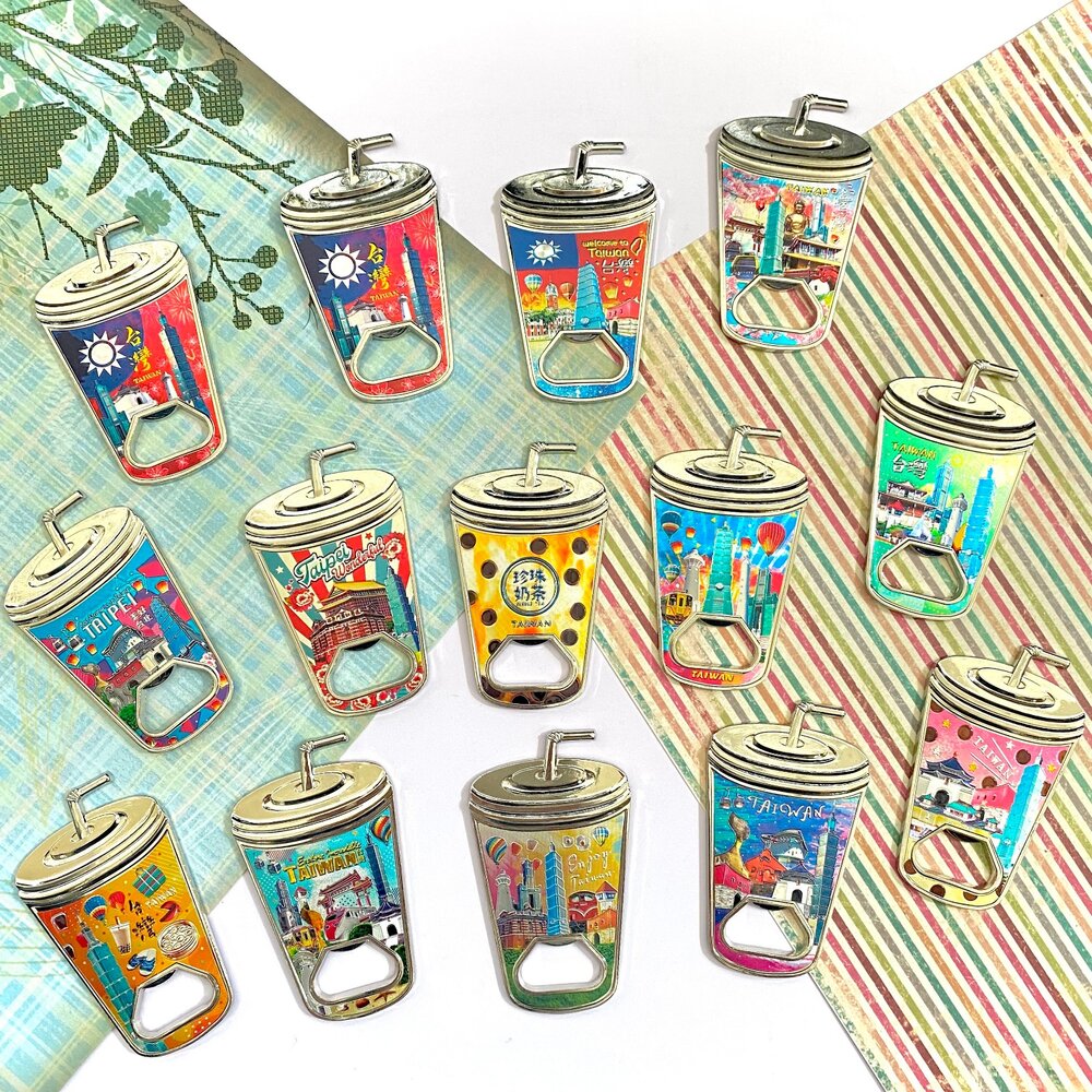 202506270001-開瓶器冰箱貼 造型開瓶器 珍奶造型吸鐵 鋁箔開瓶器冰箱貼 紀念品 新格子 TR台灣鐵道