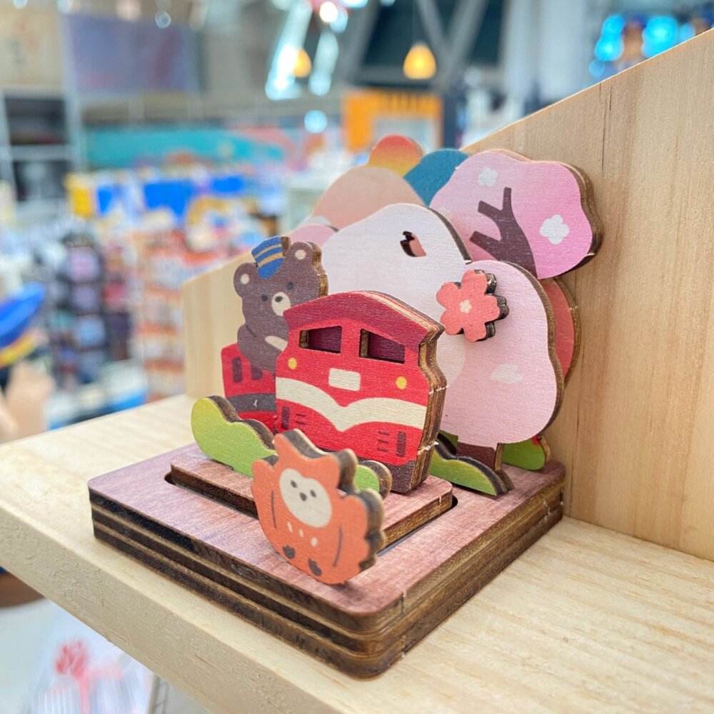 拼風景印章 DIY組裝印章 可愛對話框印章 木製桌面擺飾 可收納名片.便條紙 伴手禮 遊木時光 TR台灣鐵道-圖片-5