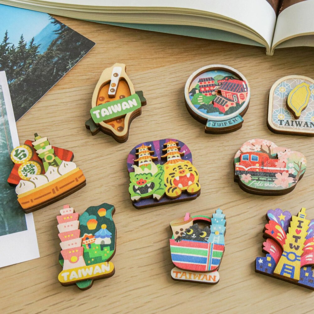 20250908002-台灣印象 立體木質磁鐵 造型磁鐵 冰箱貼 台灣文創紀念品 國外送禮 印刻研究所 猴子設計 TR台灣鐵道