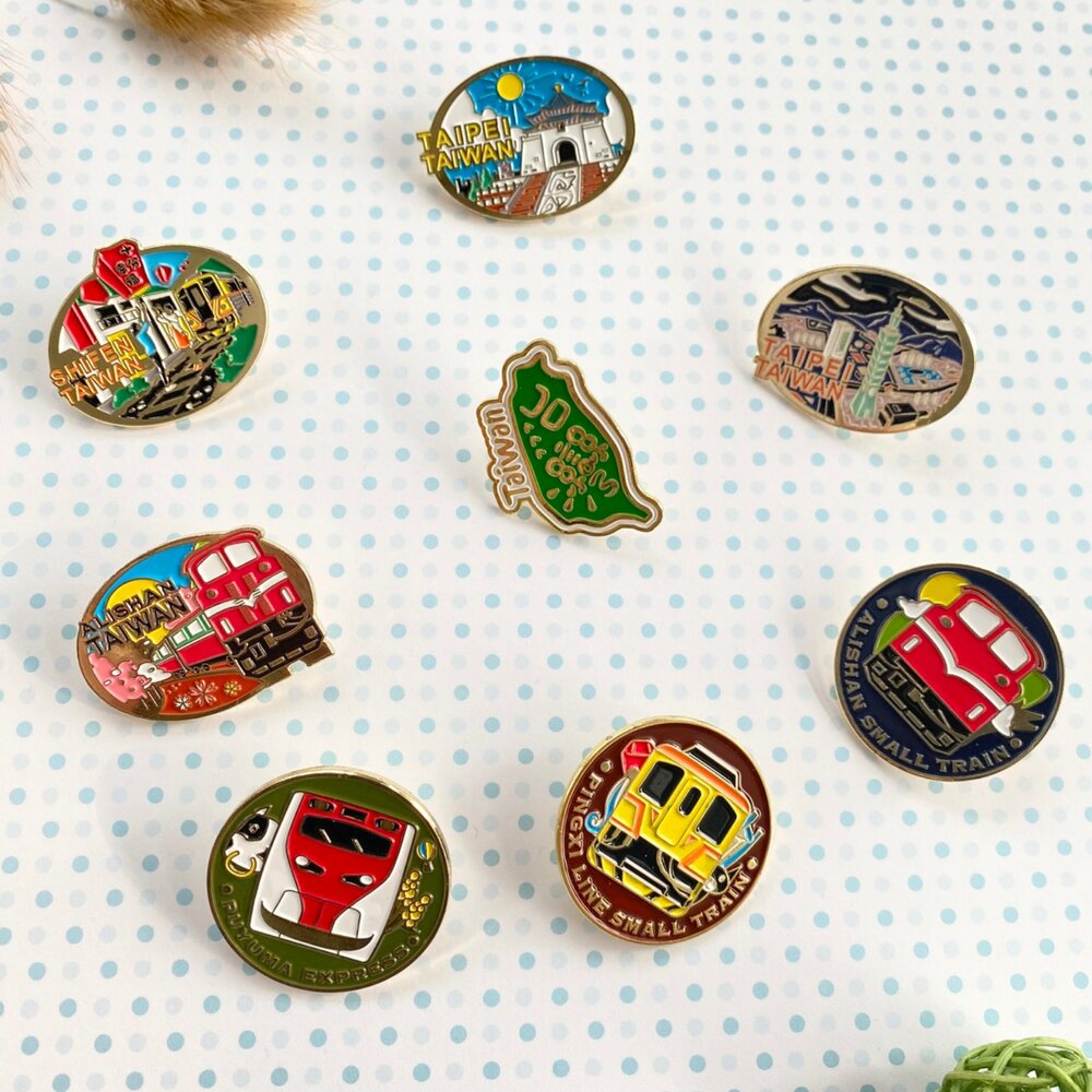 20250917-金屬胸章 別針 徽章 珍珠奶茶 台灣景點 紀念品 新格子 TR台灣鐵道