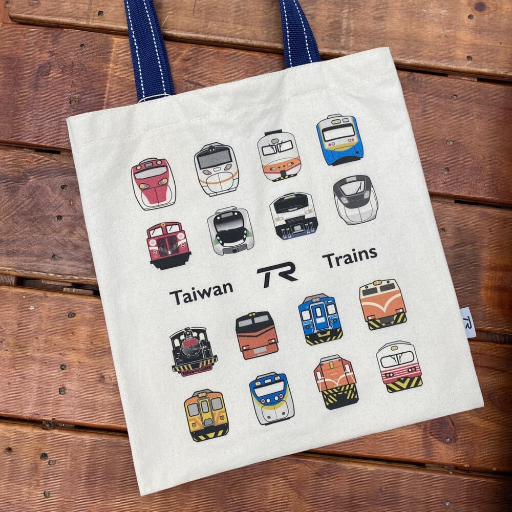 2025092105-帆布袋 肩背袋 手提袋 直式帆布袋 台灣火車 厚磅簡約 TR台灣鐵道