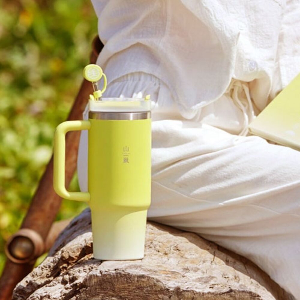 台鐵海風號 山嵐號 漸層烤漆冰霸隨行杯 887ML 把手冰霸杯 保冷保溫杯 附不銹鋼吸管 友可創意 TR台灣鐵道-圖片-1