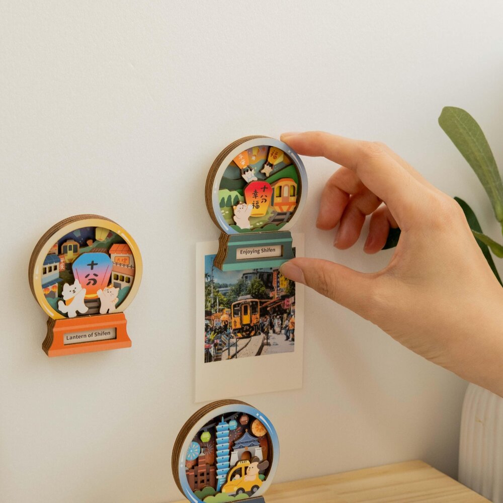 微風景磁鐵 木頭立體吸鐵 冰箱貼 多層次圖案 台灣紀念品 遊木時光 TR台灣鐵道-圖片-1