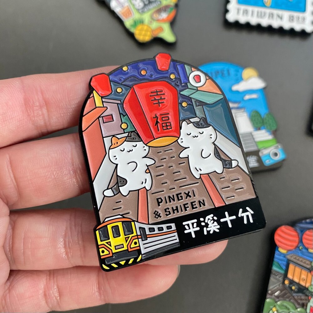 烤漆金屬磁鐵 造型磁鐵 金屬冰箱貼 亮面烤漆吸鐵 台灣紀念品 新格子 TR台灣鐵道-圖片-2