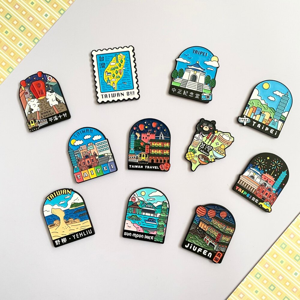 2025112502-烤漆金屬磁鐵 造型磁鐵 金屬冰箱貼 亮面烤漆吸鐵 台灣紀念品 新格子 TR台灣鐵道