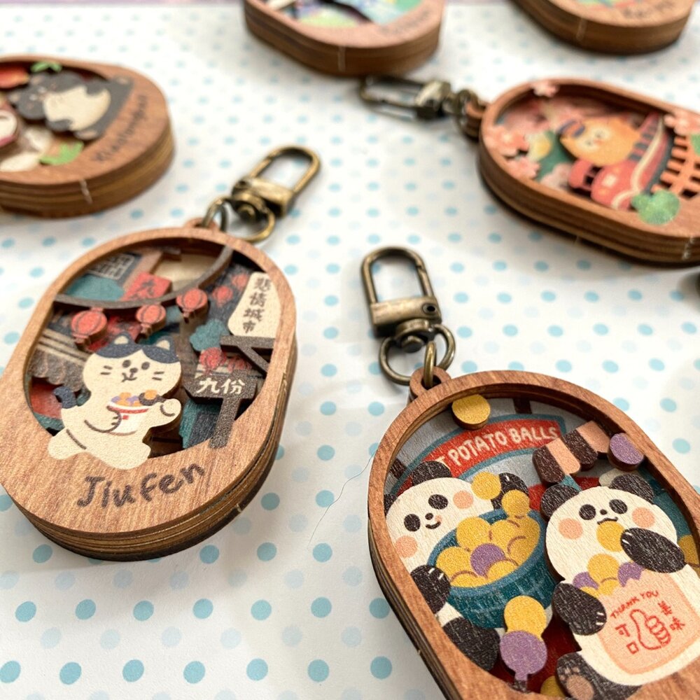 微風景小物鏡 小鏡子鑰匙圈 迷你小鏡子 可愛鑰匙圈 木製鑰匙圈 遊木時光 TR台灣鐵道-圖片-1
