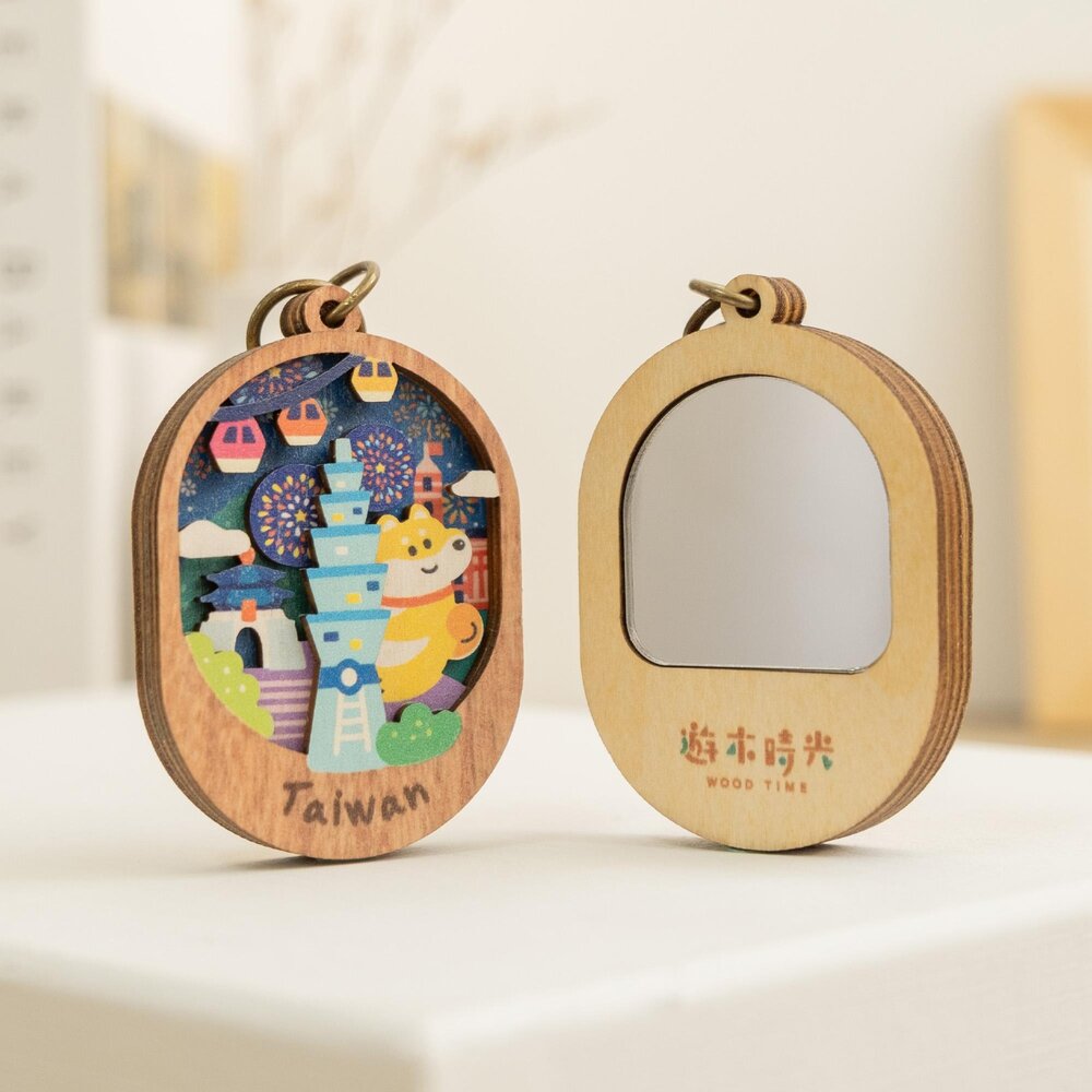 微風景小物鏡 小鏡子鑰匙圈 迷你小鏡子 可愛鑰匙圈 木製鑰匙圈 遊木時光 TR台灣鐵道-圖片-2
