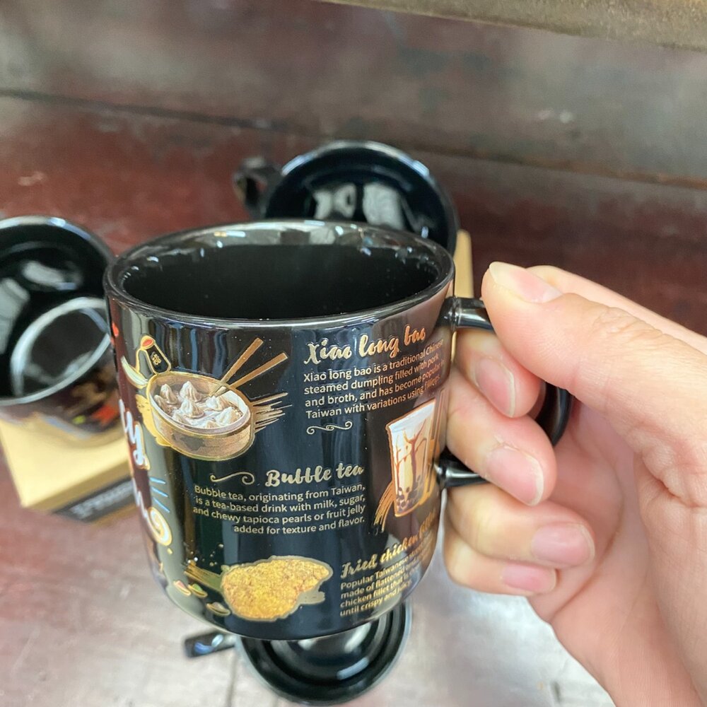 黑金馬克杯 黑色質感馬克杯 金色燙印圖案 小巧容量160ml 台灣紀念品 新格子 TR台灣鐵道-圖片-2