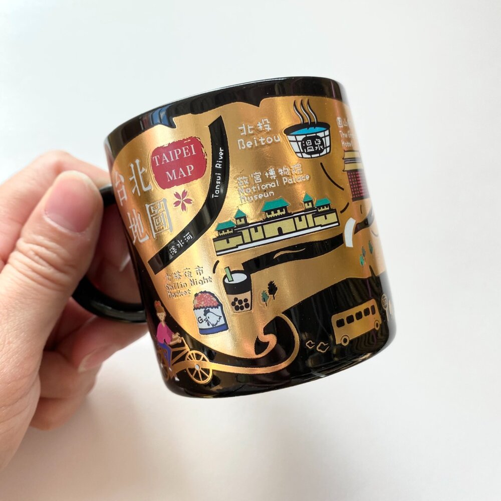 黑金馬克杯 黑色質感馬克杯 金色燙印圖案 小巧容量160ml 台灣紀念品 新格子 TR台灣鐵道-圖片-3