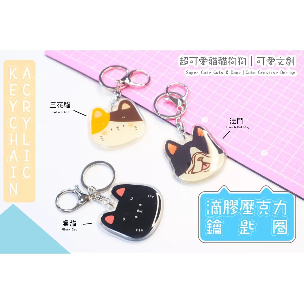  滴膠壓克力鑰匙圈 可愛動物造型鑰匙圈 貓貓狗狗造型鑰匙圈 新格子 TR台灣鐵道