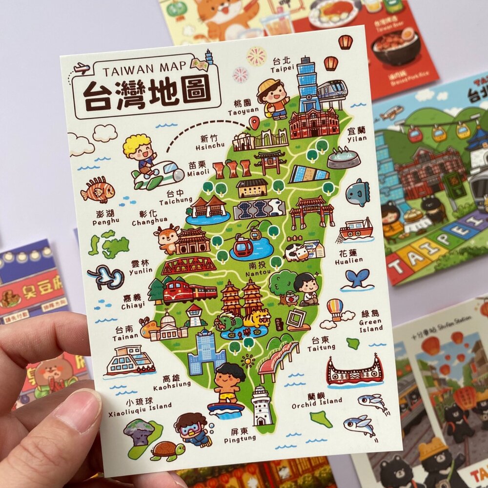 插畫明信片 台灣旅行明信片 台味明信片 台灣景點明信片 新格子 TR台灣鐵道-圖片-1