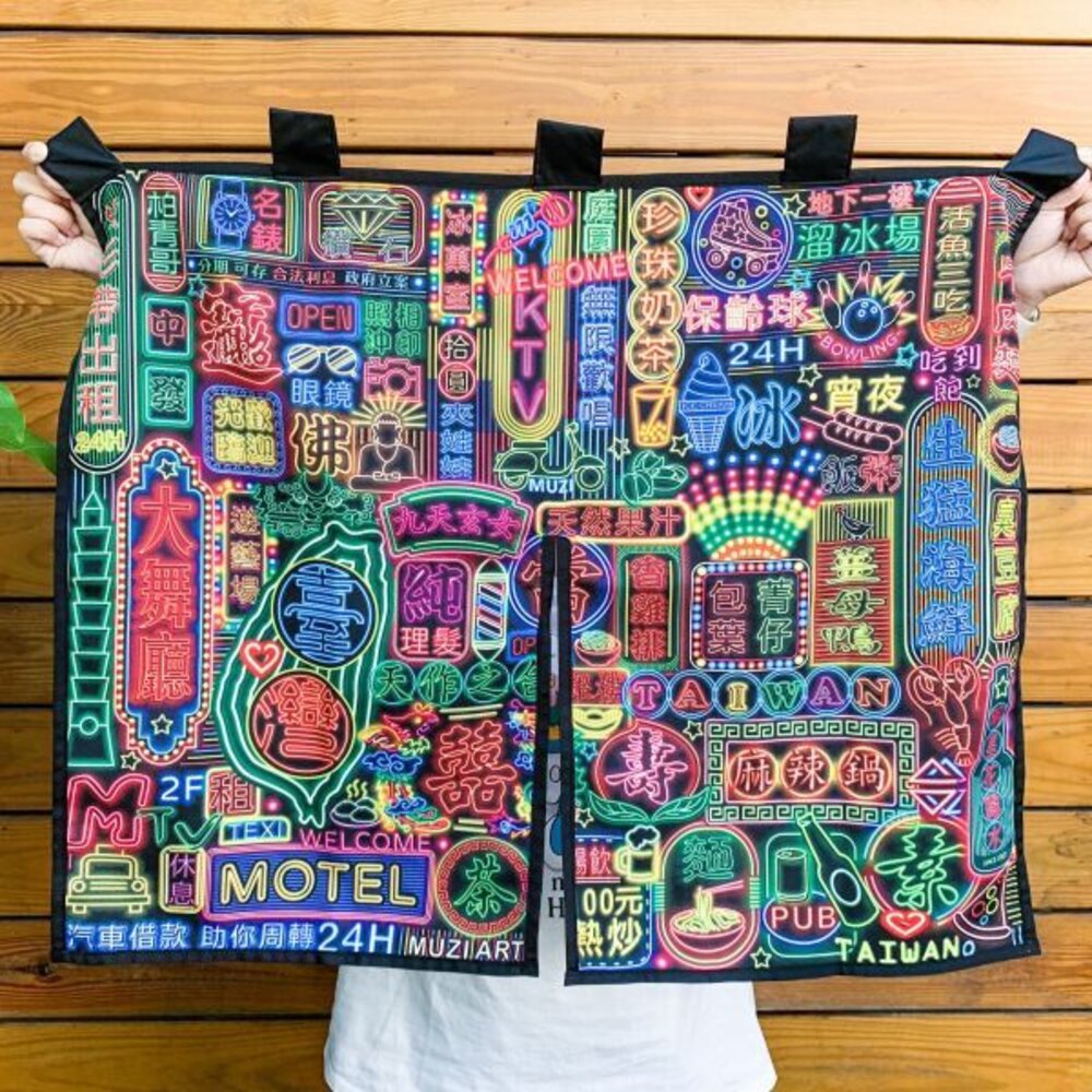 24010580020-寶島霓虹短門簾 台灣紀念 復古 短門簾 雙開門簾 木子創意 TR台灣鐵道