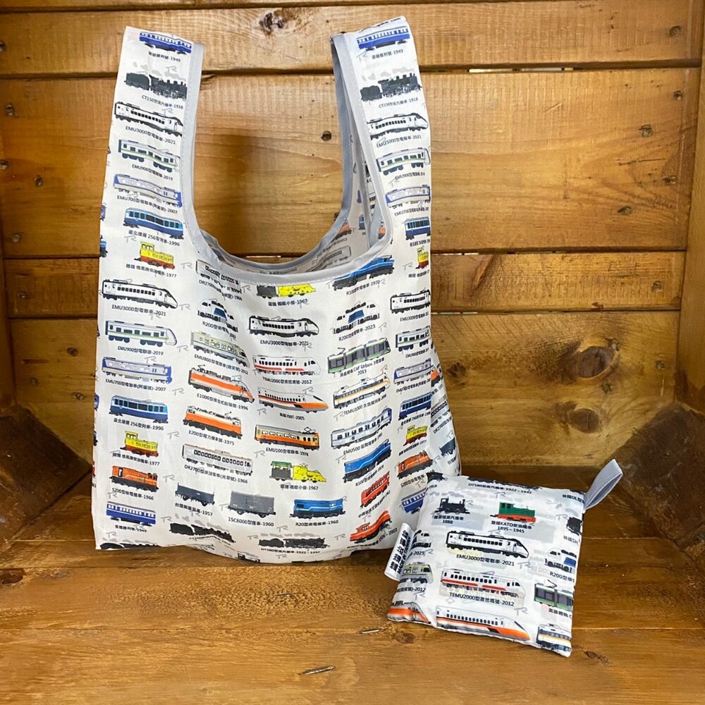 24016637690-台灣火車圖鑑防水環保購物袋 輕巧好攜帶 台灣設計製造 TR台灣鐵道