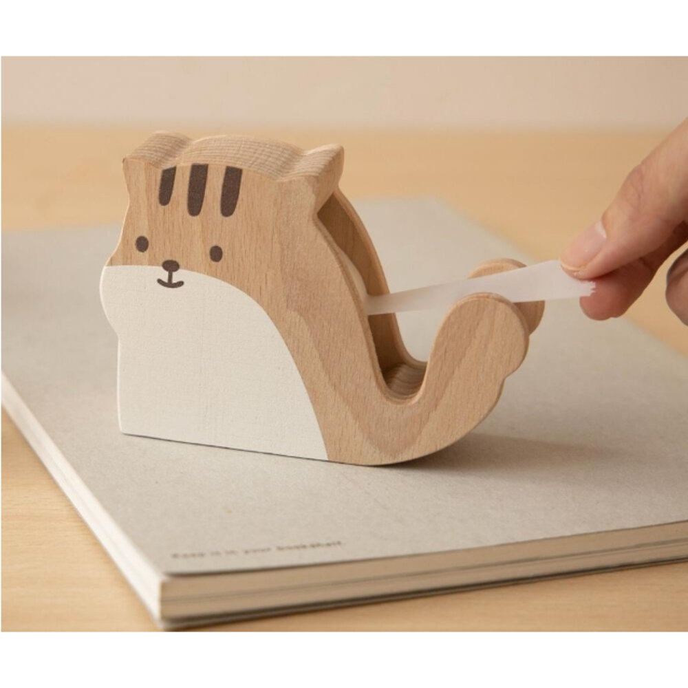 動物膠遊膠帶台 創意文具 實木膠帶台 療癒桌上小物 辦公文具 遊木時光 TR台灣鐵道-圖片-1